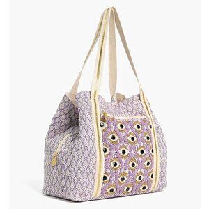 America & Beyond Beaded Lavender Evil Eye Tote